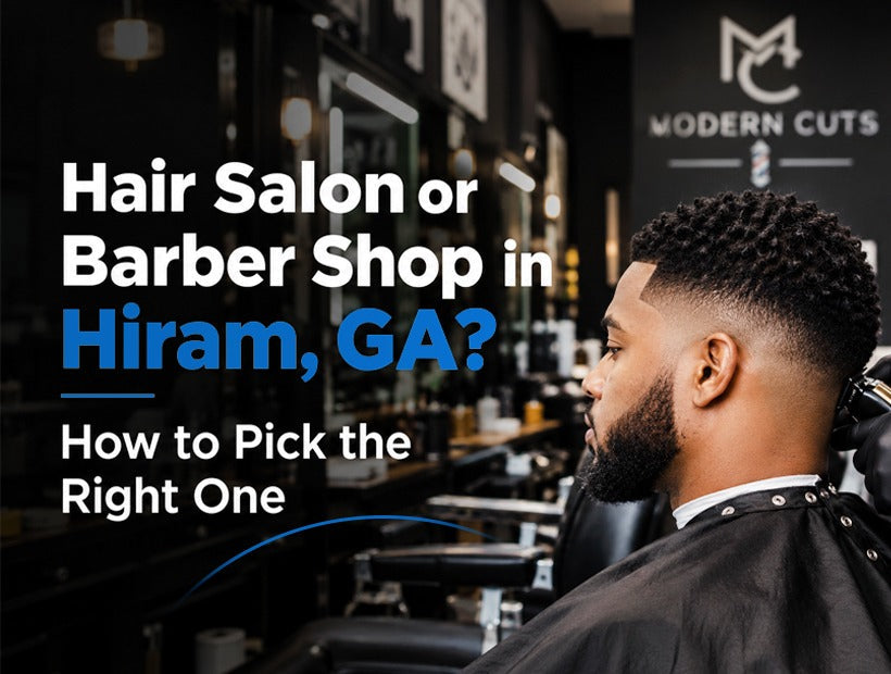 Barber giving a men's fade haircut at Modern Cuts Barbershop in Hiram, GA